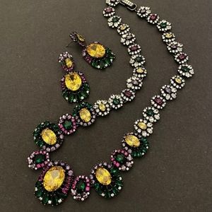 Rhodium Plated Multicolour Cubic Zirconia CZ  Neck